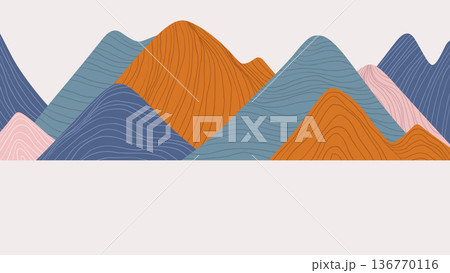 Simple landscape, colorful high mountains Simple landscape, colorful high mountains 136770116