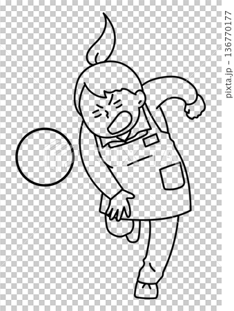 職員投擲防犯罪彩球_線描圖 職員投擲防犯罪彩球_線描圖 136770177