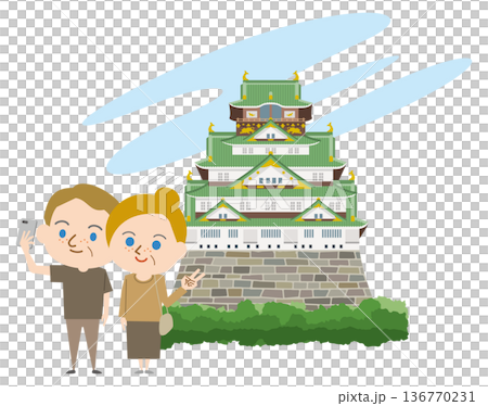 Foreigners taking selfies with the castle in the background 136770231