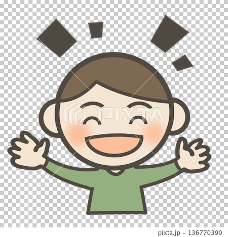 喜ぶ日本人の男の子 136770390
