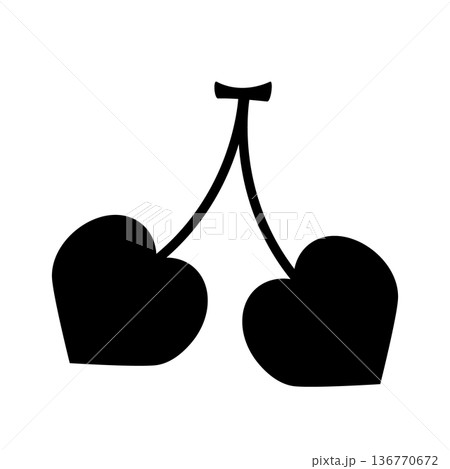 さくらんぼのシルエット素材 136770672