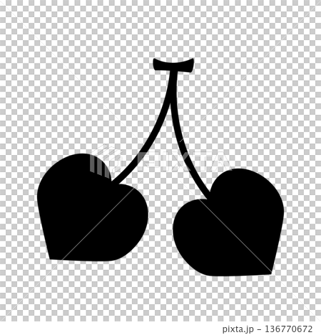 さくらんぼのシルエット素材 136770672