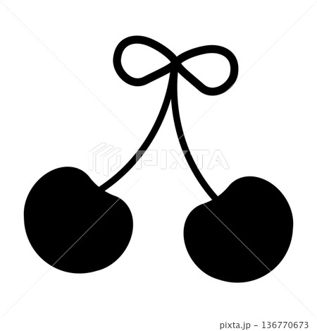 さくらんぼのシルエット素材 136770673