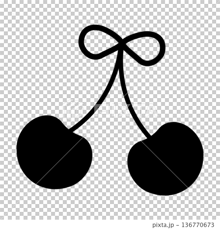 さくらんぼのシルエット素材 136770673