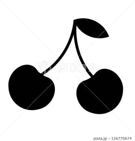 さくらんぼのシルエット素材 136770674