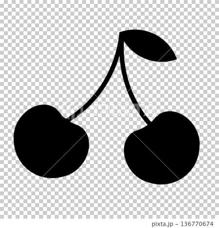さくらんぼのシルエット素材 136770674