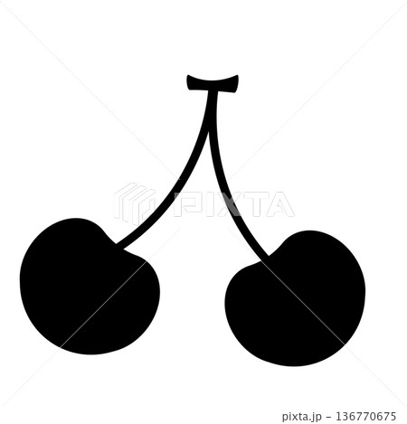 さくらんぼのシルエット素材 136770675