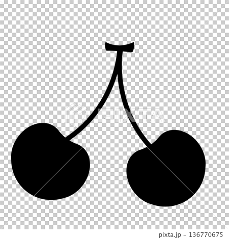 さくらんぼのシルエット素材 136770675