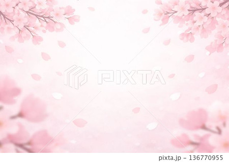 白い背景に満開に咲いた桜の花のフレーム 136770955
