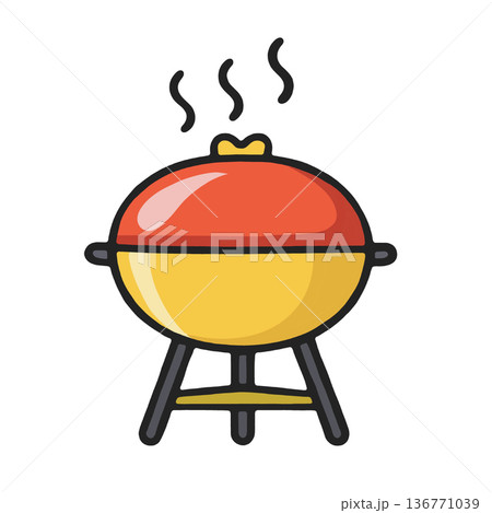 Barbecue grill food cooking icon outdoor summer picnic smoke cartoon Barbecue grill food cooking icon outdoor summer picnic smoke cartoon 136771039