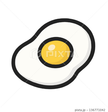 Fried egg icon, breakfast food, simple flat style, yellow yolk, white background, cheerful Fried egg icon, breakfast food, simple flat style, yellow yolk, white background, cheerful 136771042