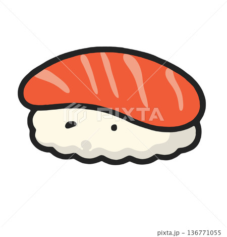 Sushi rice fish seafood Japanese cartoon icon food cute illustration isolated white background 136771055