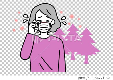 一位患有花粉症的老婦人 136771098