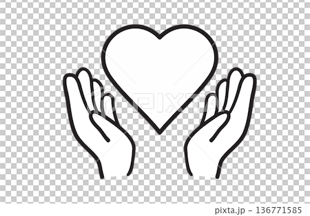 Illustration of two hands supporting a big heart (white painted) Illustration of two hands supporting a big heart (white painted) 136771585