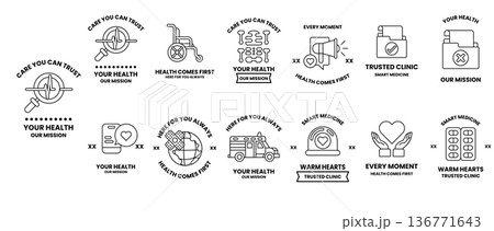 The image is a collection of different health-related icons The image is a collection of different health-related icons 136771643