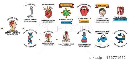 A collection of medical icons and symbols A collection of medical icons and symbols 136771652