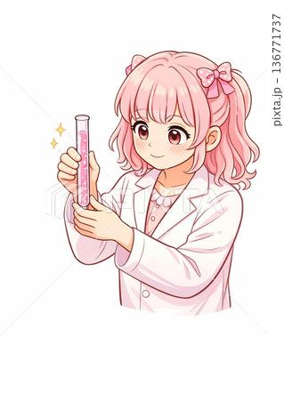 AI生成 理科実験をする可愛い女の子 試験管を持つアニメ風イラスト AI生成 理科実験をする可愛い女の子 試験管を持つアニメ風イラスト 136771737
