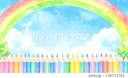 色鉛筆のイラストフレーム 136771761