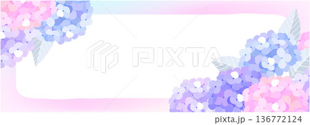 パステルあじさいのカード風背景イラスト 136772124