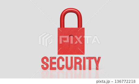 Red Padlock Security Concept on White Background 3d render. 136772218