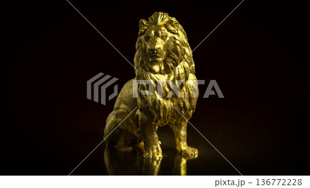 Golden Lion Symbol Of Power And Leadership 3d render. 136772228