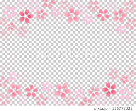 春のイラスト素材　桜舞う綺麗なフレーム　7 136772325
