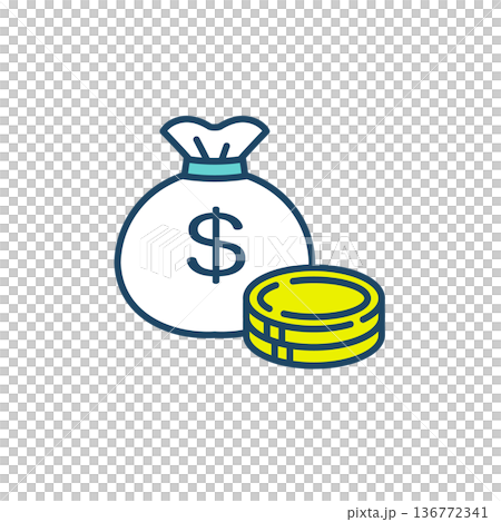 Simple and cute money investment color material 136772341