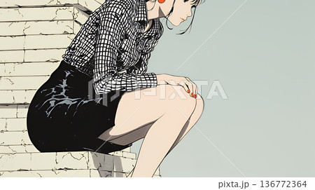 コンクリートブロックを積み上げているビジネスウーマン：計画の段階的積み重ねの比喩