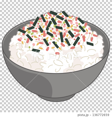 鮭魚和海藻飯的插圖 136772659