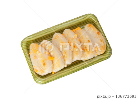 チーズ入り厚焼き笹かまぼこ【白背景・切り抜き】 チーズ入り厚焼き笹かまぼこ【白背景・切り抜き】 136772693