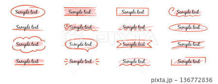 Frame box text hand drawn title set. Box text ribbon banner highlight underline handwriting doodle pen background. Simple cute vintage border ornament tag, marker sketch headline. Vector Frame box text hand drawn title set. Box text ribbon banner highlight underline handwriting doodle pen background. Simple cute vintage border ornament tag, marker sketch headline. Vector 136772836