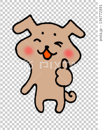 一幅可愛的狗狗豎起大拇指的插圖 136772891