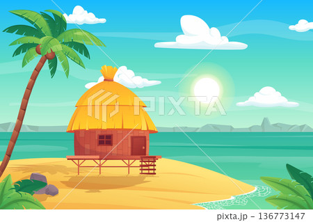 Summer tropical island illustration Summer tropical island illustration 136773147