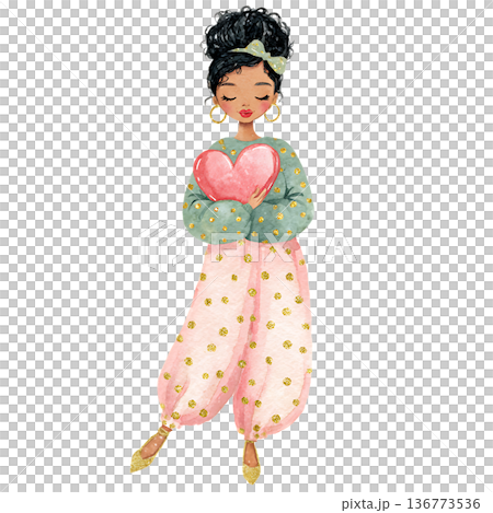 beautiful young woman in traditional dress 136773536