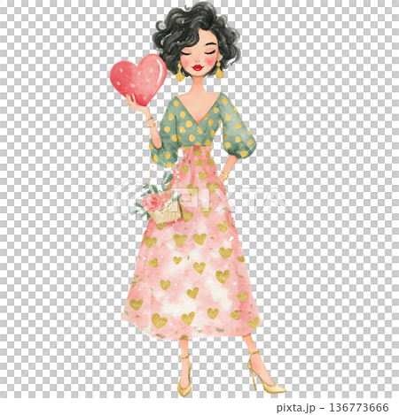 beautiful young woman in a dress 136773666