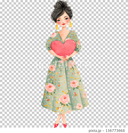 beautiful young woman in a dress 136773668