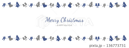 Merry Christmas and New Year 2022 poster. Xmas minimal banner with holiday symbols borders and text on white background. Horizontal header of website. Vector illustration for greeting card design Merry Christmas and New Year 2022 poster. Xmas minimal banner with holiday symbols borders and text on white background. Horizontal header of website. Vector illustration for greeting card design 136773731