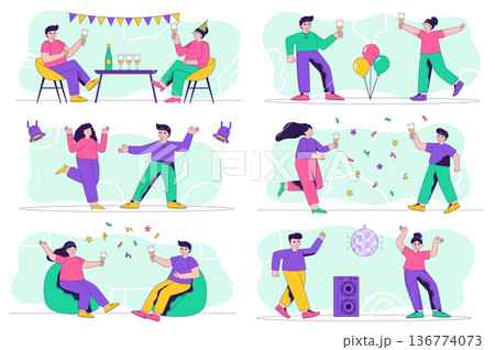 Party concept isolated person situations. 136774073