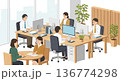 コミュニケーションが活発なオープンオフィス風景 136774298