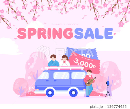 Spring Emotion Shopping Illustration Template Spring Emotion Shopping Illustration Template 136774423