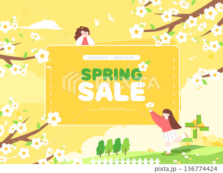 Spring Emotion Shopping Illustration Template 136774424