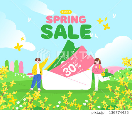 Spring Emotion Shopping Illustration Template 136774426