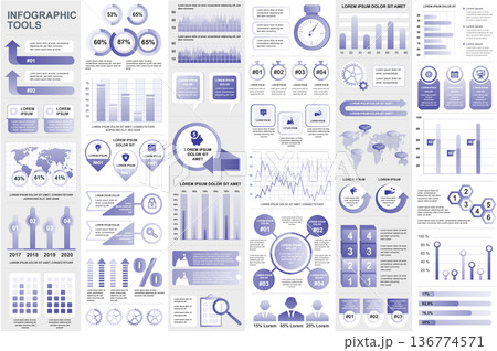 Bundle infographic elements data visualization vector design template. Can be used for steps, business processes, workflow, diagram, flowchart concept, timeline, marketing icons, info graphics. 136774571