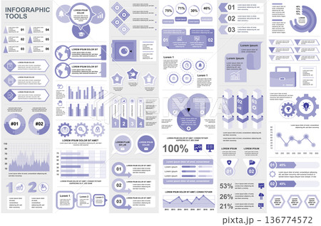 Bundle infographic elements data visualization vector design template. Can be used for steps, business processes, workflow, diagram, flowchart concept, timeline, marketing icons, info graphics. 136774572
