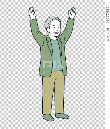 老人歡呼 136774594