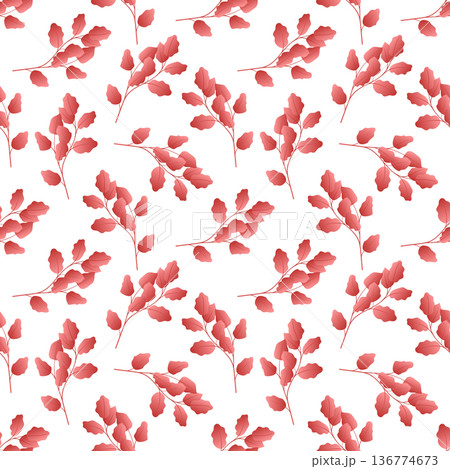 Autumn leaves pattern seamless. Abstract fall fallen red foliage repeating endless ornate backdrop. Bright seasonal forest leafage at botanical wallpaper. Vector illustration with floral texture Autumn leaves pattern seamless. Abstract fall fallen red foliage repeating endless ornate backdrop. Bright seasonal forest leafage at botanical wallpaper. Vector illustration with floral texture 136774673