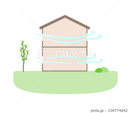 換気をしている家のイラスト 換気をしている家のイラスト 136774842
