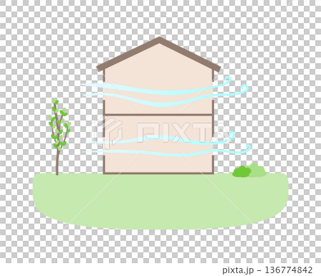 換気をしている家のイラスト 換気をしている家のイラスト 136774842