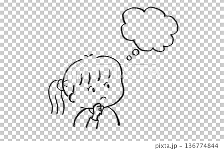 一幅女孩思考的插圖(擔憂/考慮) 一幅女孩思考的插圖(擔憂/考慮) 136774844