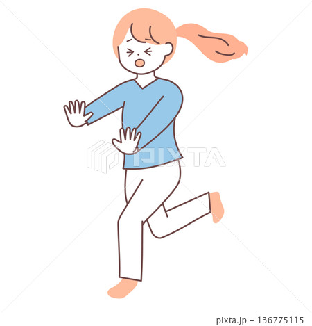 何かに追われている女性|シンプルでミニマルなかわいいイラスト 何かに追われている女性|シンプルでミニマルなかわいいイラスト 136775115